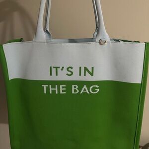 Chic Green and White Tote Bag